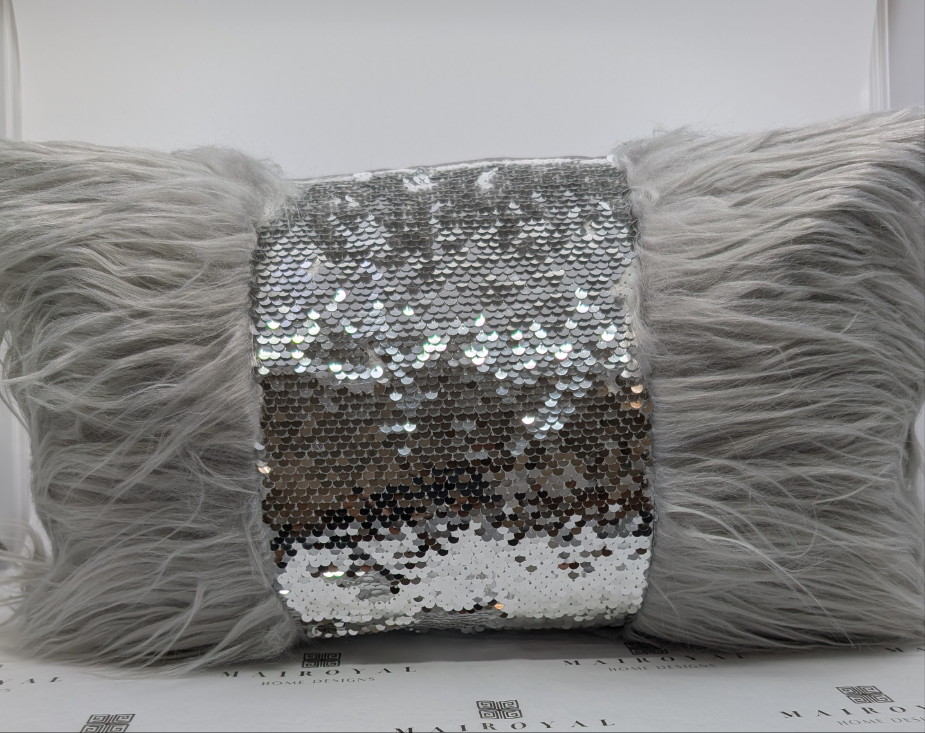 Sequin Lumbar Luxe Covers with Faux fur ends (Other color choices available)